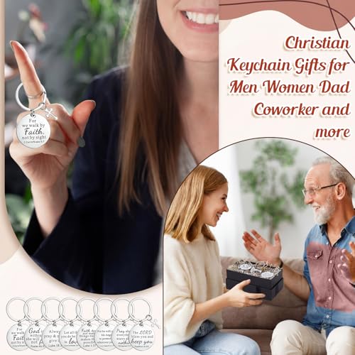 Nosiny 9 Pcs Christian Gift for Women Bulk Bible Verse Religious Keychain Baptism Faith Flower Cross Inspirational Gifts - style: Cross