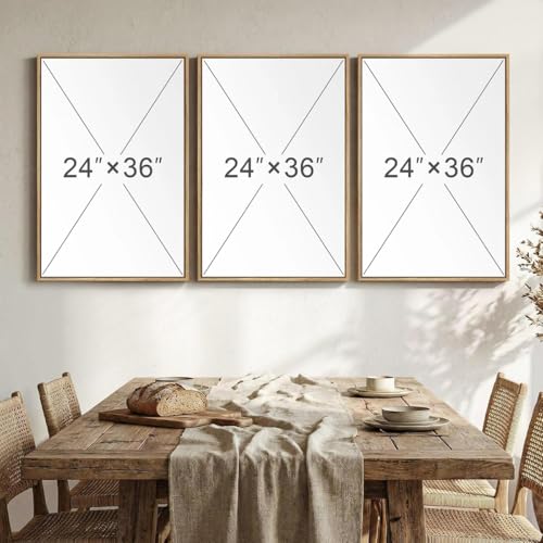 Large Framed The Last Supper 3 Piece Wall Art for Dining Room, 24x36 In - color: Last Supper, size: 24"W x 36"H