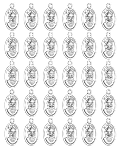 COTTVOTT Saint Therese of Lisieux/Saint Mother Teresa of Calcutta/Divine Mercy Jesus/Mater Dolorosa Patron Saint Medal Charm Pendant for DIY Rosary Necklace Bracelet Jewelry Making Part - color: 30pcs-St. Charbel