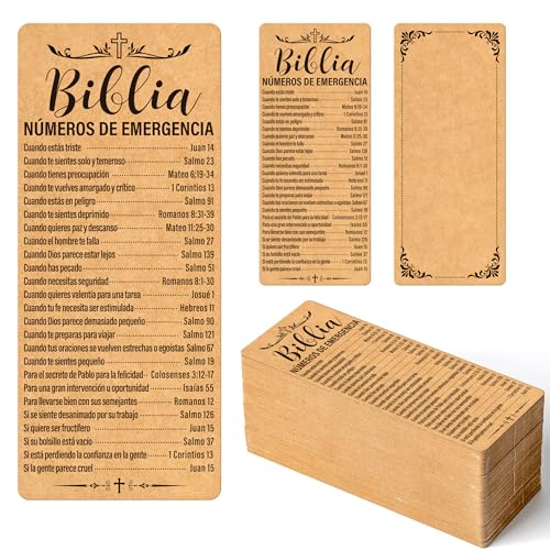 120Pcs Spanish Bible Emergency Numbers Bookmarks 2.28 X 5.31 in - color: Kraft Paper