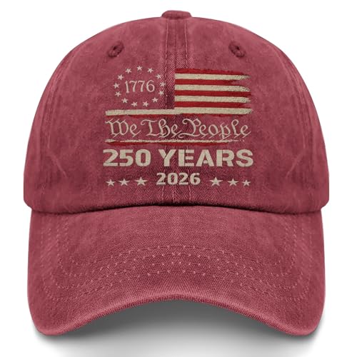 250th Anniversary 250 Years Freedoms Baseball Hat Running Embroidered Cap for - color: Wine Red