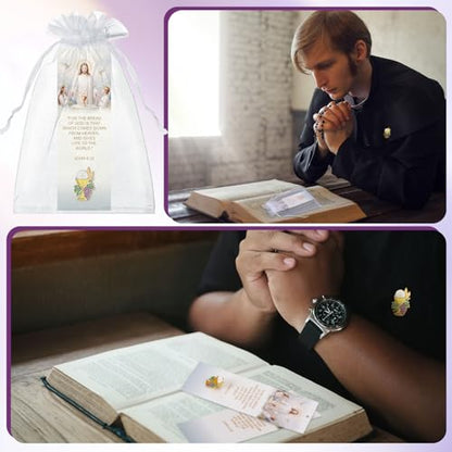 Supervitae 12 Sets First Communion Pin Bulk John 6:33 Christian Bookmarks - style: First Communion