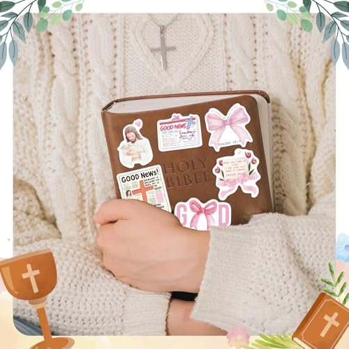 60PCS Pink Watercolor Bible Stickers - Delicate Christian Journaling Decals, Waterproof Faith Stickers for Women's Laptops, Water Bottles & Prayer Journals (Floral Scripture Gifts) - color: Pink Bible