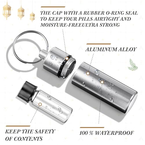 40 Sets Silver Anointing Oil Bottles Keychain Vial Holy Water Container with Dropper Cross Pendant for Baptism Favor