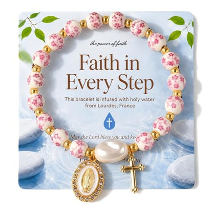 Holy Water Bracelet for Women,Religious Christian FaithJewelry - color: Red