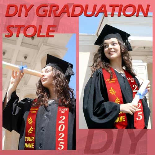 Geyoga 24 Pcs Graduation Stole Bulk Sublimation Blank 70 in - color: Red