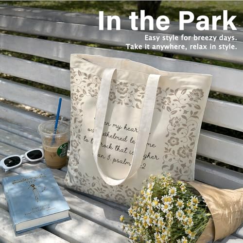 Bible Tote BagsGifts for Women, Cute Christian Church Canvas Tote Bag Christian Reusable Shopping Bags - color: Bible-02