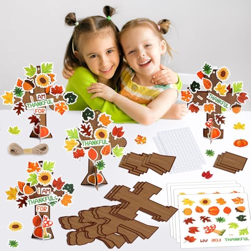 30 Sets Thanksgiving Christian Craft Kit DIY Fall Religious Cross Hanging Ornament Make Your Own Thankful Cross Crafts for Fall Church Autumn Sunday School VBS Class Art Project Home Party Activities