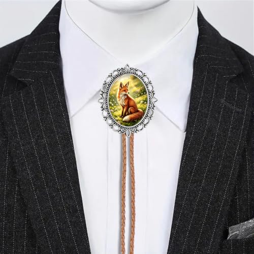 GelConnie Gothic Bolo Tie for Men Women 3D Art Western Cowboy Necktie - color: Fox Grass Bolo Tie