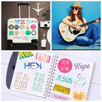 220Pcs Inspirational Christian Bible Verse Jesus Stickers, Christian Gifts - style: assorted style 220pcs