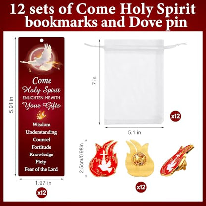 Supervitae 12 Set Holy Spirit Pin with Bookmark Christian Christmas Gift - style: Come Holy Spirit