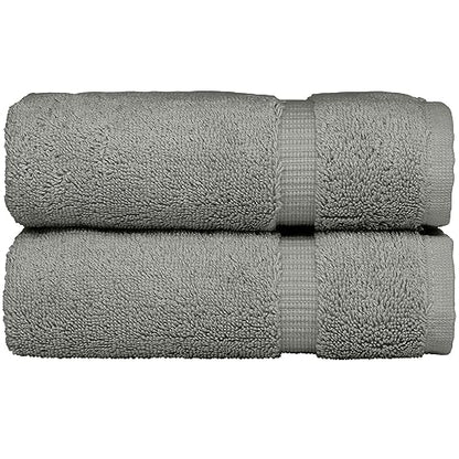 Monogrammed Hand Towel, Personalized Gift, 16 x 30 Inches - Set of 2 - Silver Embroidered Towel - Extra Absorbent 100% Turkish Cotton- Soft Terry Finish - for Bathroom, Kitchen and Spa- Script J Gray