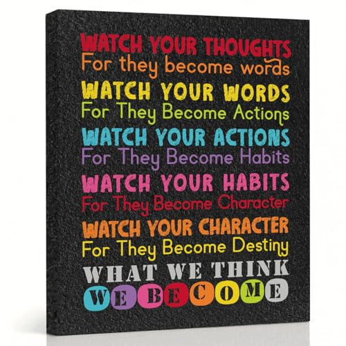 RTVJTERQ Motivational Quote Canvas Wall Art, Thoughtful Gift for Him & Her, Watch Your Thoughts Become Destiny Print, 8x10 Inches Ready to Hang, Living Room Office Decor - color: Quote 08