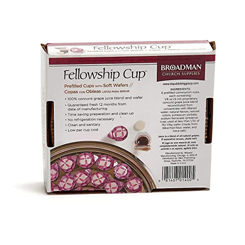 Broadman Pre-filled Communion Fellowship Cup Juice and Wafer Set, 6 Count - size: 6 Count (Pack of 1)