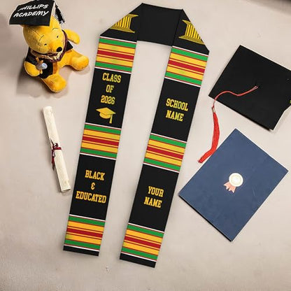 MDPrints Global Kente Graduation Sash 2026, Black Girl Magic Graduation Sash 2026, Class of 2026 Graduation Gift - color: Kente Dk07