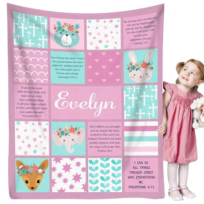 Personalized Baby Blankets with Name Christian Gift for Baby - color: Design04