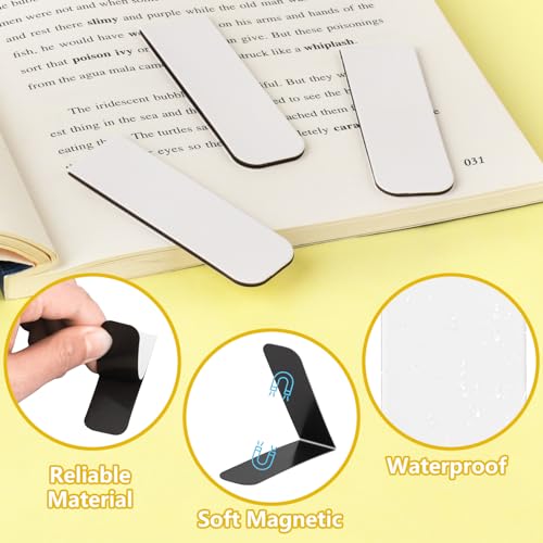 48 Pieces White Magnetic Bookmarks Book Marker Clip Sublimation Bookmarks, Magnetic Page Markers Clips for Kids Students Teachers Classroom Office Reading Book Lovers Supplies - style: White