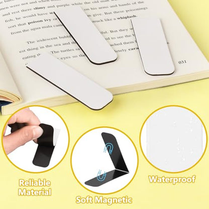 48 Pieces White Magnetic Bookmarks Book Marker Clip Sublimation Bookmarks, Magnetic Page Markers Clips for Kids Students Teachers Classroom Office Reading Book Lovers Supplies - style: White