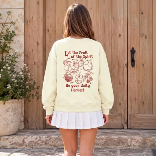 Womens Christian Faith Bible Verse Fruit of The Spirit Sweatshirt - color: Apricot, size: Medium