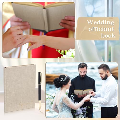 Engrowtic Wedding Officiant Book with Pen 5.25x8.25,Beige,Classic - color: Beige, style: Classic