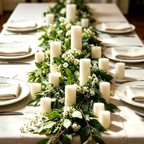 18-Pack Ivory White Pillar Candles Bulk Set, 2 x 3/4/6 Inch 3 Size - size: 2 x 3/4/6 Inch