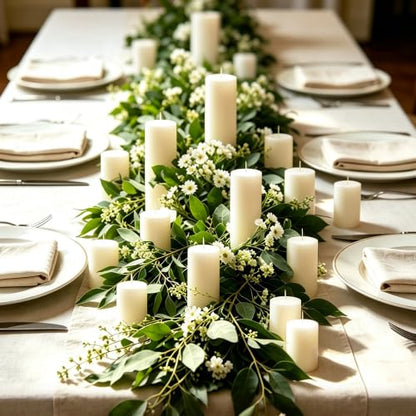 18-Pack Ivory White Pillar Candles Bulk Set, 2 x 3/4/6 Inch 3 Size - size: 2 x 3/4/6 Inch