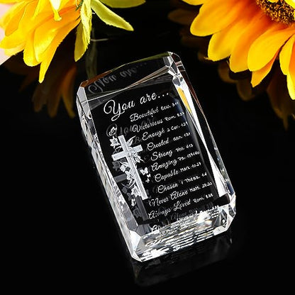Qianwei Christian Gifts for Women - 3D Crystal Cross Bible Verse Encouragement Motivational Gifts Prayers Religious Faith Gifts Sister Women Men Friends Mom - color: Crossbibleverse