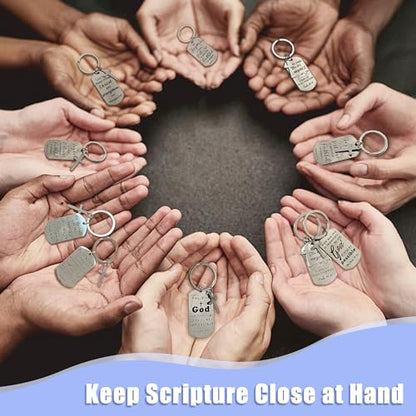 kilofly Christian Inspirational Bible Verse Keychain Gift Cross Charm - style: Faith-silver-12