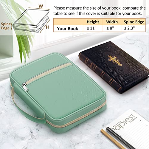 FINPAC Bible Cover, Carrying Book Case Bible Bag with Handle - color: Light Green