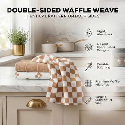Kitchen Towels, Dish Towels for Kitchen, 3 Pc Kitchen Towel Set - color: Coffee