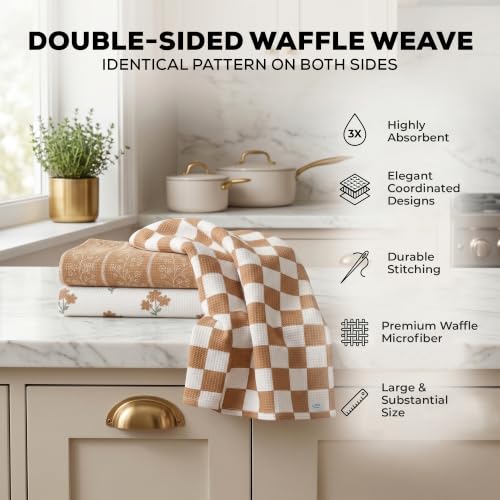 Kitchen Towels, Dish Towels for Kitchen, 3 Pc Kitchen Towel Set - color: Coffee