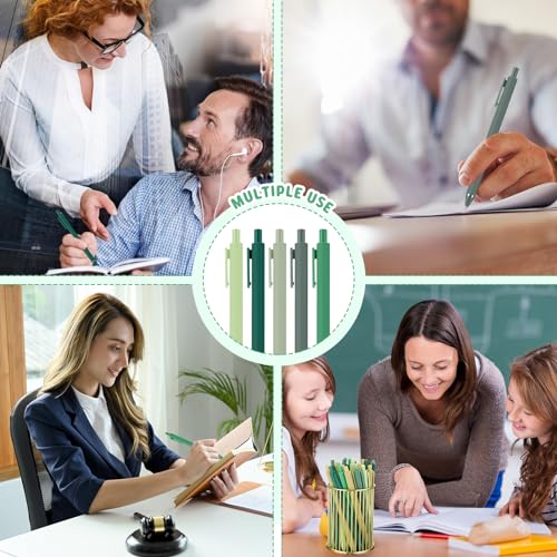 100 Pcs Ballpoint Gel Pens Bulk Retractable, Green Series - style: Green Series