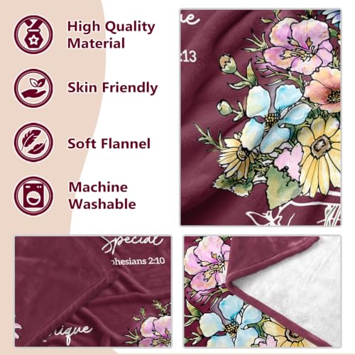 Christian Religious Gifts for Women, Burgundy Christian Blanket 80''x 60'' - color: Burgundy, size: 80"x60"