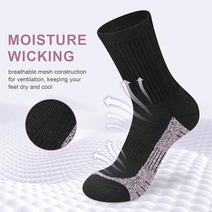 cuangya Women Crew Socks Athletic Cushioned Running Hiking 3-5 Pairs - color: 4 Pairs Black, size: 10-12