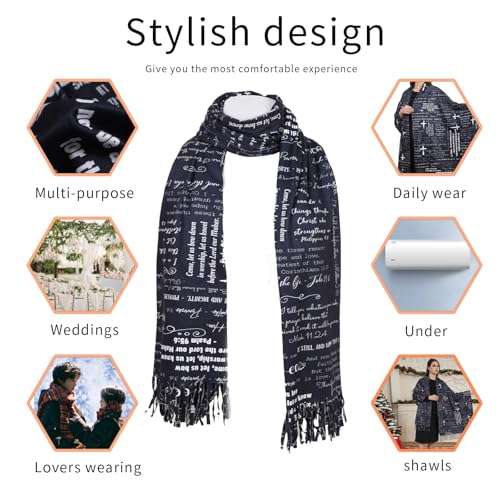 Prayer Shawl Christian Wrap Scarf For Women Prayer Scarves for Christian Scarf Gift - color: Black