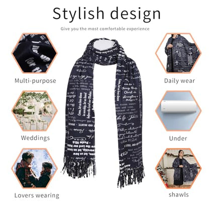 Prayer Shawl Christian Wrap Scarf For Women Prayer Scarves for Christian Scarf Gift - color: Black