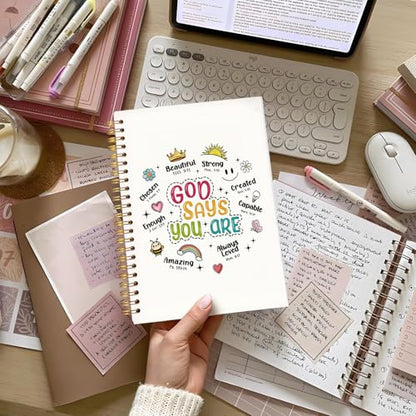 Lacama Bible Journal for Women, Christian Prayer Journal Notebook Gifts for Teen Girls Kids, Bible Study Supplies, Bible Notebooks for Note Taking, Hardcover Notebooks Office School Supplies 5.5x8.3 - color: God Says You are-2