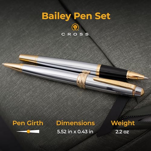 Cross Bailey Personalized Rollerball and Ballpoint Pen Set in Medalist