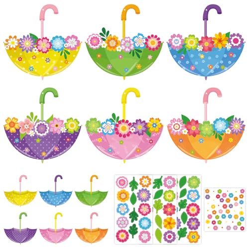 PAIVSUN 24Pcs Spring Crafts Kits Make You Own Umbrella Paper Ornament - style: Spring Umbrella