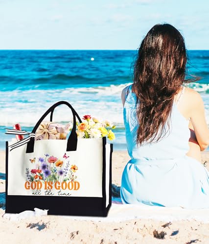 Aesthetic Canvas Tote Bag for Women Girls, Large Tote Bag for Friends Colleagues Leader Manager, 17 x 11.8 x 7 inches - color: Mint