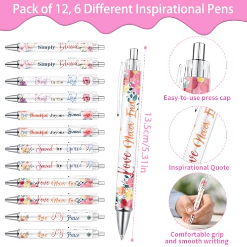 Wxiben Christian Inspirational Gifts Bulk - 24PCS Bible Verse Pens Scripture Notebooks Floral Motivational Ballpoint Pens Set Positive Religious Easter Gift for Women Men Church Sunday School Teacher - style: Christian Inspirational