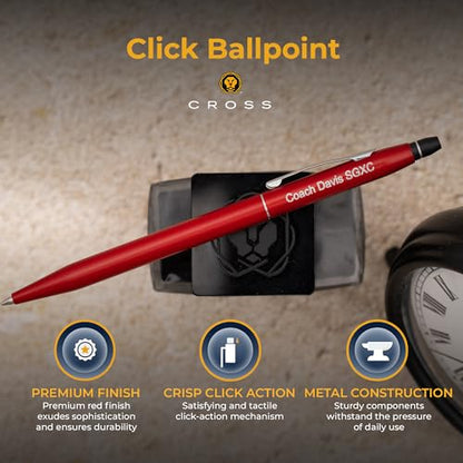 Cross Click Personalized Ballpoint Pen in Crimson Red with Chrome Trim - color: Crimson Red