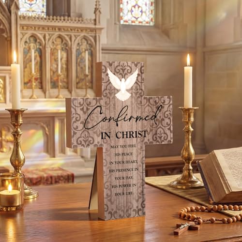 Confirmed in Christ Cross Ornament, Christian Wooden Cross for Baptism
