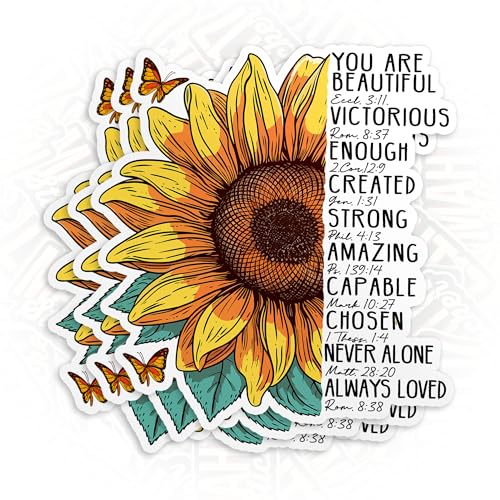 (3Pcs) You are Sticker Bible Verse Scripture Stickers Christian Faith Sunflower Stickers Religious Quotes Faith 2" Waterproof Die-Cut Vinyl Sticker for Laptop Water Bottle Kindle Decal Gifts 2 Inches - size: 2x2"