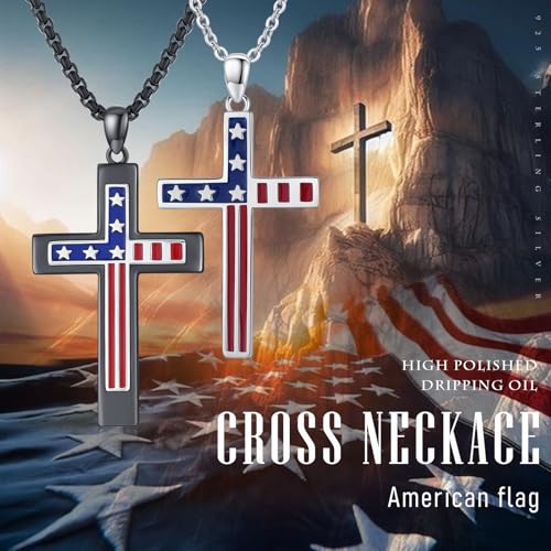 TUGHRA Couples Necklace Sterling Silver His and Hers Matching Necklace, Pendant Couples Jewelry Gifts for Couple Her Him - style: 02-Independence Day Flag
