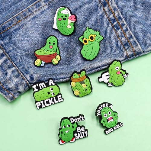 Cute Pins Bulk, Funny Lapel Badge Pins Rubber Brooch Pins for Backpacks, Hats, Bags - style: Pickle-22PCS