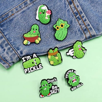Cute Pins Bulk, Funny Lapel Badge Pins Rubber Brooch Pins for Backpacks, Hats, Bags - style: Pickle-22PCS