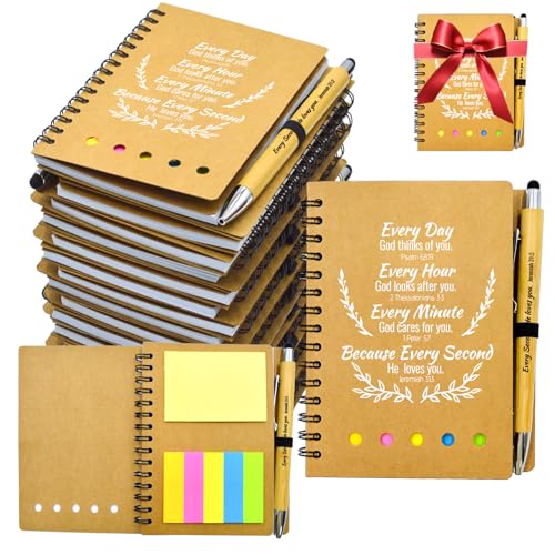 40 Pcs Bulk Christian Gifts Prayer Journal for Woman - 20 Set Religious Notepad with Christian Pen - Bible Notebook - Church Gifts for Mother's Day, Bible Study, and Family Devotions ( Brown ) - color: Brown, size: 20