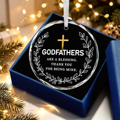 Fatbaby Christmas Ornaments Gifts for Godfathers 2026, Thank You for Being Mine Godfathers Gifts from Godchild,Birthday Fathers Day Baptism Gift - color: Godfathers