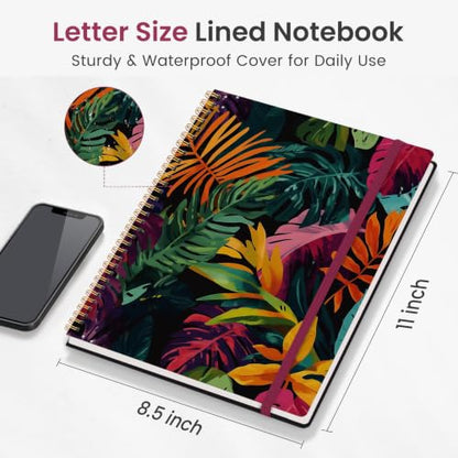 Taja Large Spiral Lined Journal for Women and Men, Notebook for Work - color: L-Tropical Palms
